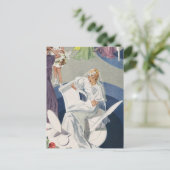 ヴィンテージウェディング、ミッドセンチュリーモダンアールデコ花嫁 ポストカード (スタンド正面)