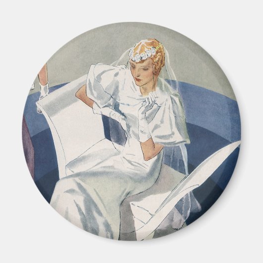 ヴィンテージウェディング、ミッドセンチュリーモダンアールデコ花嫁 マグネット (正面)