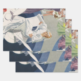 ヴィンテージウェディング、ミッドセンチュリーモダンアールデコ花嫁 ラッピングペーパーシート