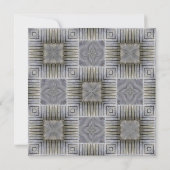 ヴィンテージウェディング、レトロなグレーのスクエアとストライプ 招待状 (裏面)