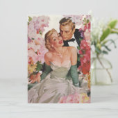 ヴィンテージウェディング、レトロな花嫁と新郎の新婚カップル 案内状 (スタンド正面)