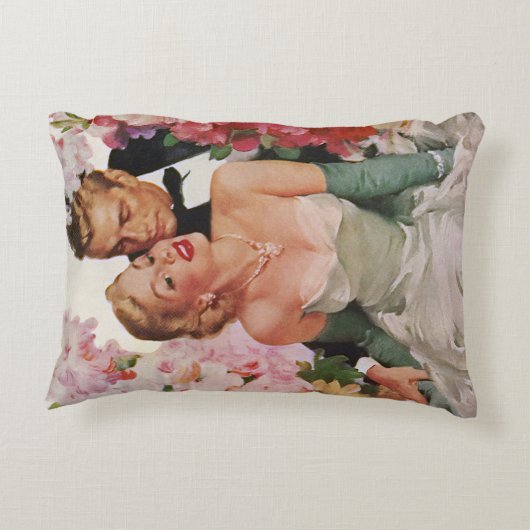 ヴィンテージウェディング、レトロな花嫁と新郎の新婚夫婦 アクセントクッション (裏面)