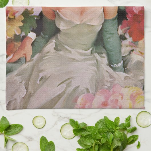 ヴィンテージウェディング、レトロな花嫁と新郎の新婚夫婦 キッチンタオル (折り畳み)