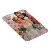 ヴィンテージウェディング、レトロな花嫁と新郎の新婚夫婦 マグネット (右側)