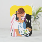 ヴィンテージウェディング、レトロな花嫁のブライズシャワーパーティー 招待状 (スタンド正面)