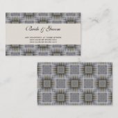 ヴィンテージウェディング、レトログレーの正方形とストライプ エンクロージャーカード (正面/裏面)