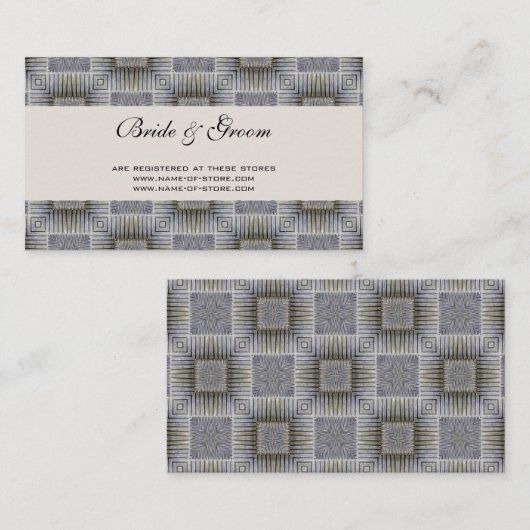 ヴィンテージウェディング、レトログレーの正方形とストライプ エンクロージャーカード (正面/裏面)