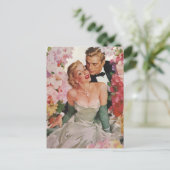 ヴィンテージウェディング、レトロ新婚の日付を保存 案内ポストカード (スタンド正面)