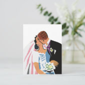 ヴィンテージウェディング、レトロ新郎新婦キスをする (スタンド正面)