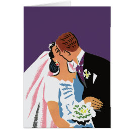 ヴィンテージウェディング、レトロ新郎新婦キスをする