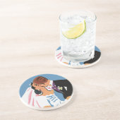 ヴィンテージウェディング、レトロ新郎新婦キスをする コースター (側面)