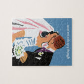 ヴィンテージウェディング、レトロ新郎新婦キスをする ジグソーパズル (横)