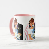 ヴィンテージウェディング、レトロ新郎新婦キスをする マグカップ (正面左)