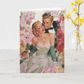 ヴィンテージウェディング、レトロ新郎新婦 カード (黄色い花)