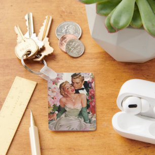 ヴィンテージウェディング、レトロ新郎新婦 キーホルダー