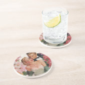 ヴィンテージウェディング、レトロ新郎新婦 コースター (側面)