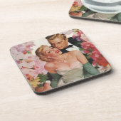 ヴィンテージウェディング、レトロ新郎新婦 コースター (左側)