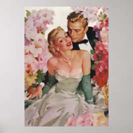 ヴィンテージウェディング、レトロ新郎新婦 ポスター