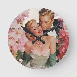 ヴィンテージウェディング、レトロ新郎新婦 ラウンド壁時計