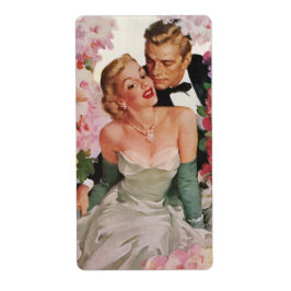 ヴィンテージウェディング、レトロ新郎新婦 ラベル