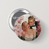 ヴィンテージウェディング、レトロ新郎新婦 缶バッジ (正面&裏面)