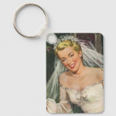 ヴィンテージウェディング、レトロ花嫁とフラワーガール キーホルダー (正面)