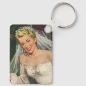 ヴィンテージウェディング、レトロ花嫁とフラワーガール キーホルダー (裏面)