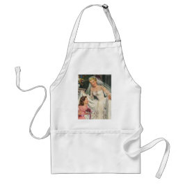 ヴィンテージウェディング、レトロ花嫁とフラワーガール スタンダードエプロン