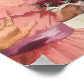 ヴィンテージウェディング、レトロ花嫁とフラワーガール ポスター (角)