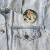 ヴィンテージウェディング、レトロ花嫁とフラワーガール 缶バッジ (インサイチュ)