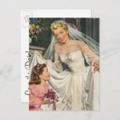 ヴィンテージウェディング、レトロ花嫁の日付を保存 案内ポストカード (正面/裏面)