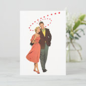 ヴィンテージウェディング、ロマンチックなハートデートを保存 招待状 (スタンド正面)