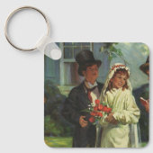 ヴィンテージウェディング、子供の偽装花嫁と花婿 キーホルダー (正面)