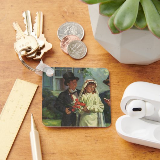 ヴィンテージウェディング、子供の偽装花嫁と花婿 キーホルダー (デスク)