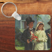 ヴィンテージウェディング、子供の偽装花嫁と花婿 キーホルダー (正面)