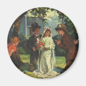 ヴィンテージウェディング、子供の偽装花嫁と花婿 マグネット (正面)