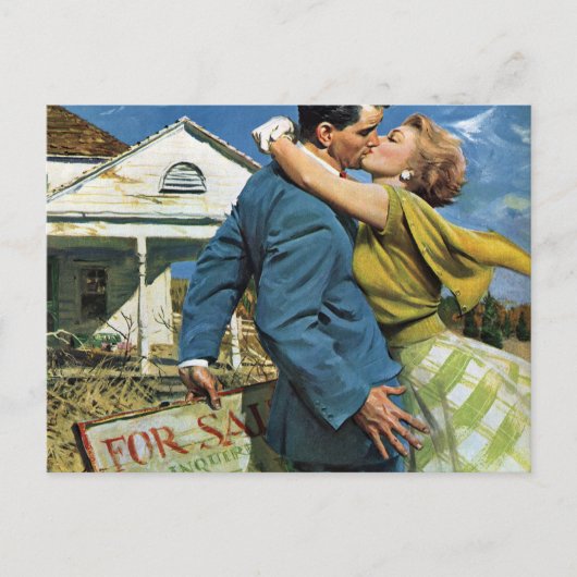 ヴィンテージウェディング、新婚の日付を保存 案内ポストカード (正面)