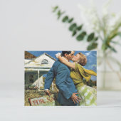 ヴィンテージウェディング、新婚の日付を保存 案内ポストカード (スタンド正面)