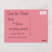 ヴィンテージウェディング、新婦と新郎が日付を保存 ポストカード (裏面)