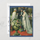 ヴィンテージウェディング、新婦と新郎が日付を保存 案内ポストカード (正面/裏面)