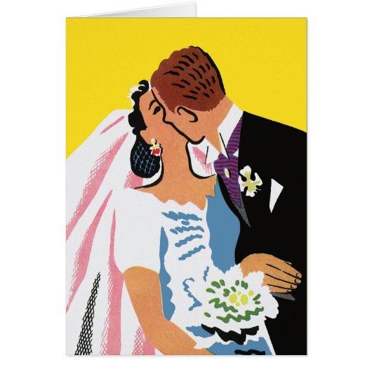 ヴィンテージウェディング、新郎新婦キスをする (正面)