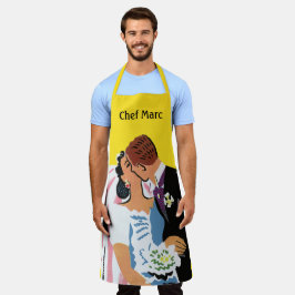 ヴィンテージウェディング、新郎新婦キスをする エプロン