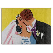 ヴィンテージウェディング、新郎新婦キスをする カッティングボード (正面)