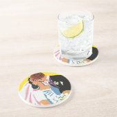 ヴィンテージウェディング、新郎新婦キスをする コースター (側面)