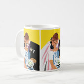 ヴィンテージウェディング、新郎新婦キスをする コーヒーマグカップ (正面左)