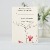 ヴィンテージウェディング, 日本のピンクのマグノリアの木 出欠カード (スタンド正面)