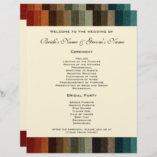 ヴィンテージウェディング、暖かい秋のストライプパターン (正面/裏面)