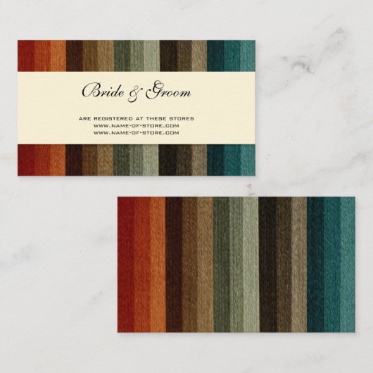 ヴィンテージウェディング、暖かい秋のストライプパターン エンクロージャーカード (正面/裏面)