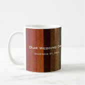 ヴィンテージウェディング、暖かい秋のストライプパターン コーヒーマグカップ (左)