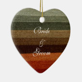 ヴィンテージウェディング、暖かい秋のストライプパターン セラミックオーナメント (右)